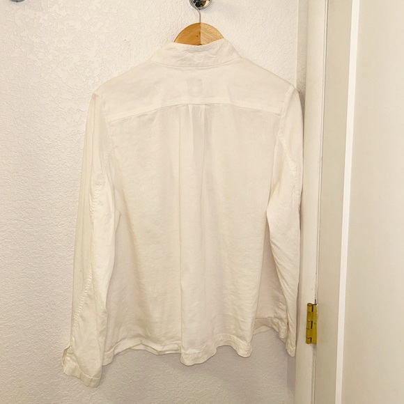 EILEEN FISHER Italian Linen Blend collared Shirt Jacket SZ: Large - Picture 9 of 10